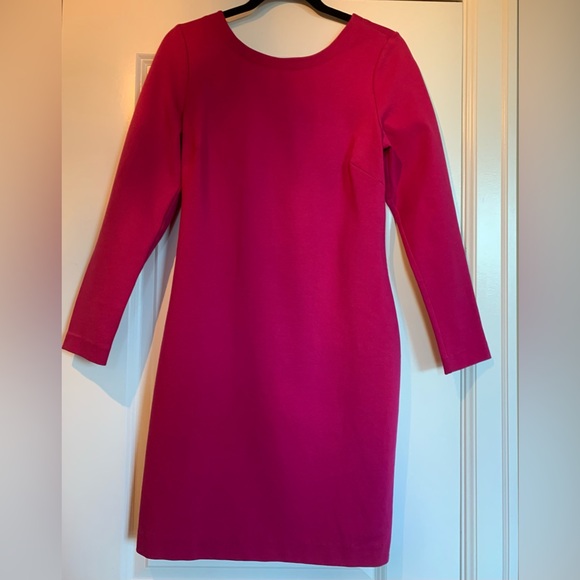 NWOT BANANA REPUBLIC DARLING DRESS. V-BACK W/GOLD ZIPPER. FUSHIA COLOR-STUNNING - Picture 3 of 10